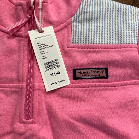 Vineyard Vines Pink and White Quarter-Zip Hoodie - Picture 3 of 6